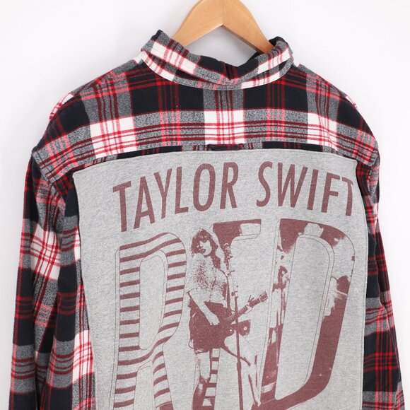 TAYLOR SWIFT "RED" UPCYCLED REWORKED Flannel Shirt Size XL - Picture 5 of 5